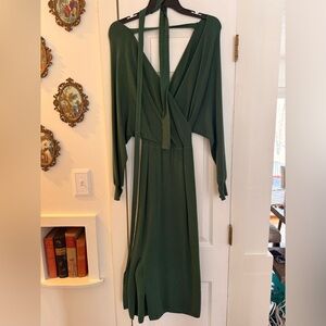 Elegant Green Women's wrap sweater Dress